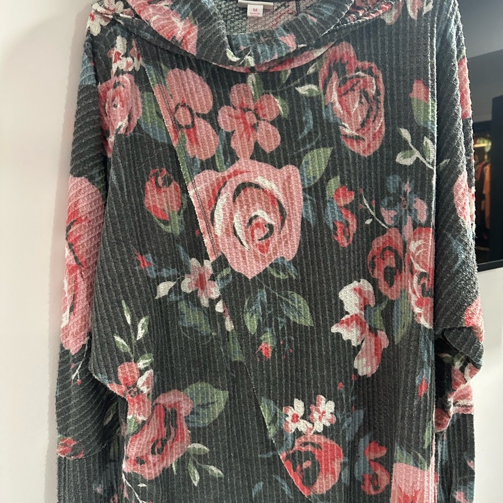 LuLaRoe Floral Cowl Neck Sweater - Pink and Green